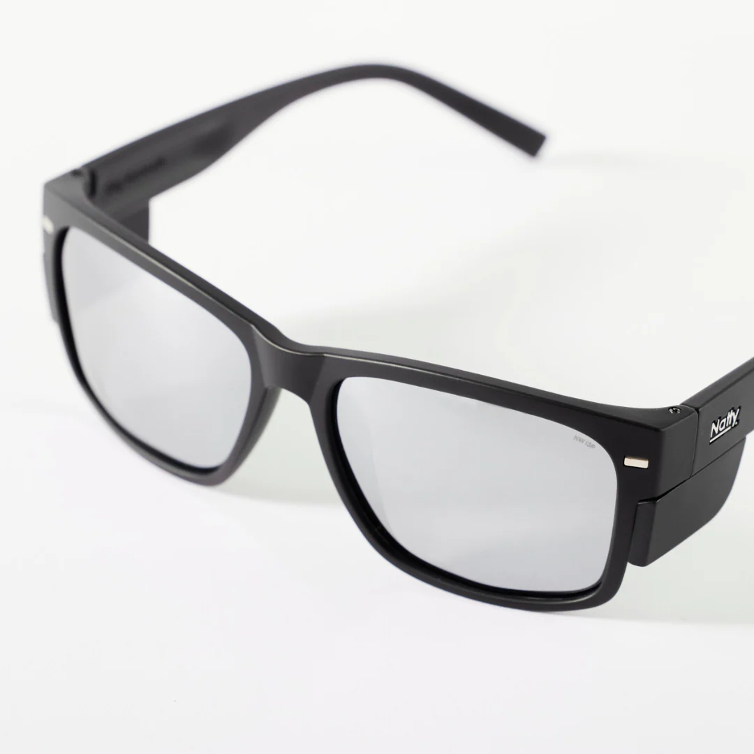 BIG Kenneth Matte Black Frame / Silver Polarised Mirror Lens Safety Glasses - Image 3